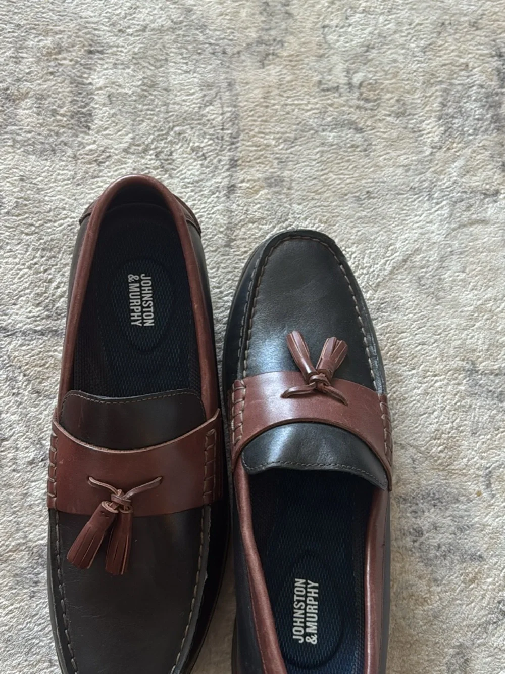 Johnston & Murphy Black and Brown Tassel Leather Loafers size 10